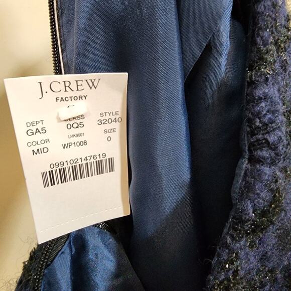 J. Crew factory NWT black & blue wool blend tweed plaid pencil skirt womans sz 0 - Picture 5 of 8